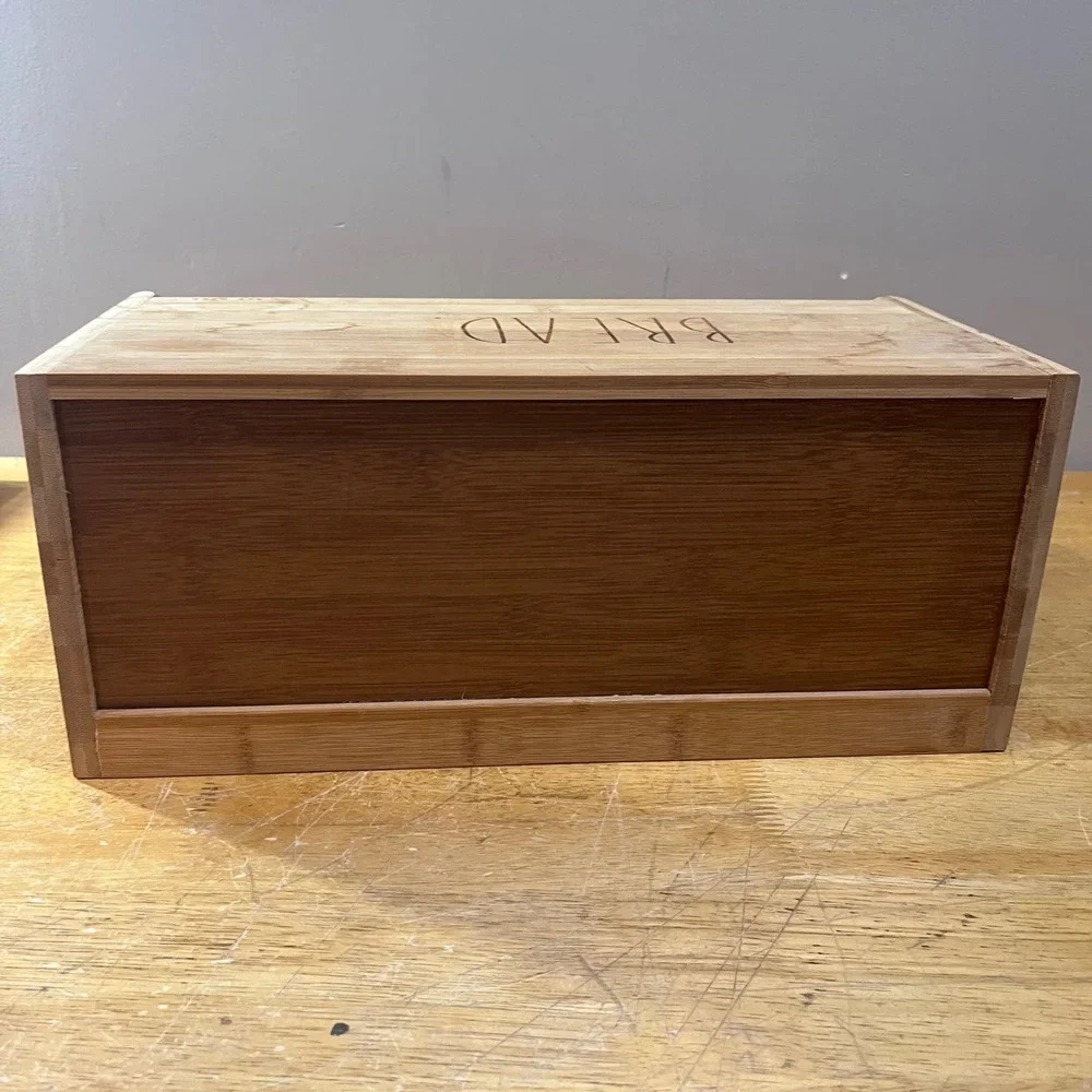 Rae Dunn Wood Bread Box Roll Top Farmhouse Kitchen Storage Natural Wood BREAD